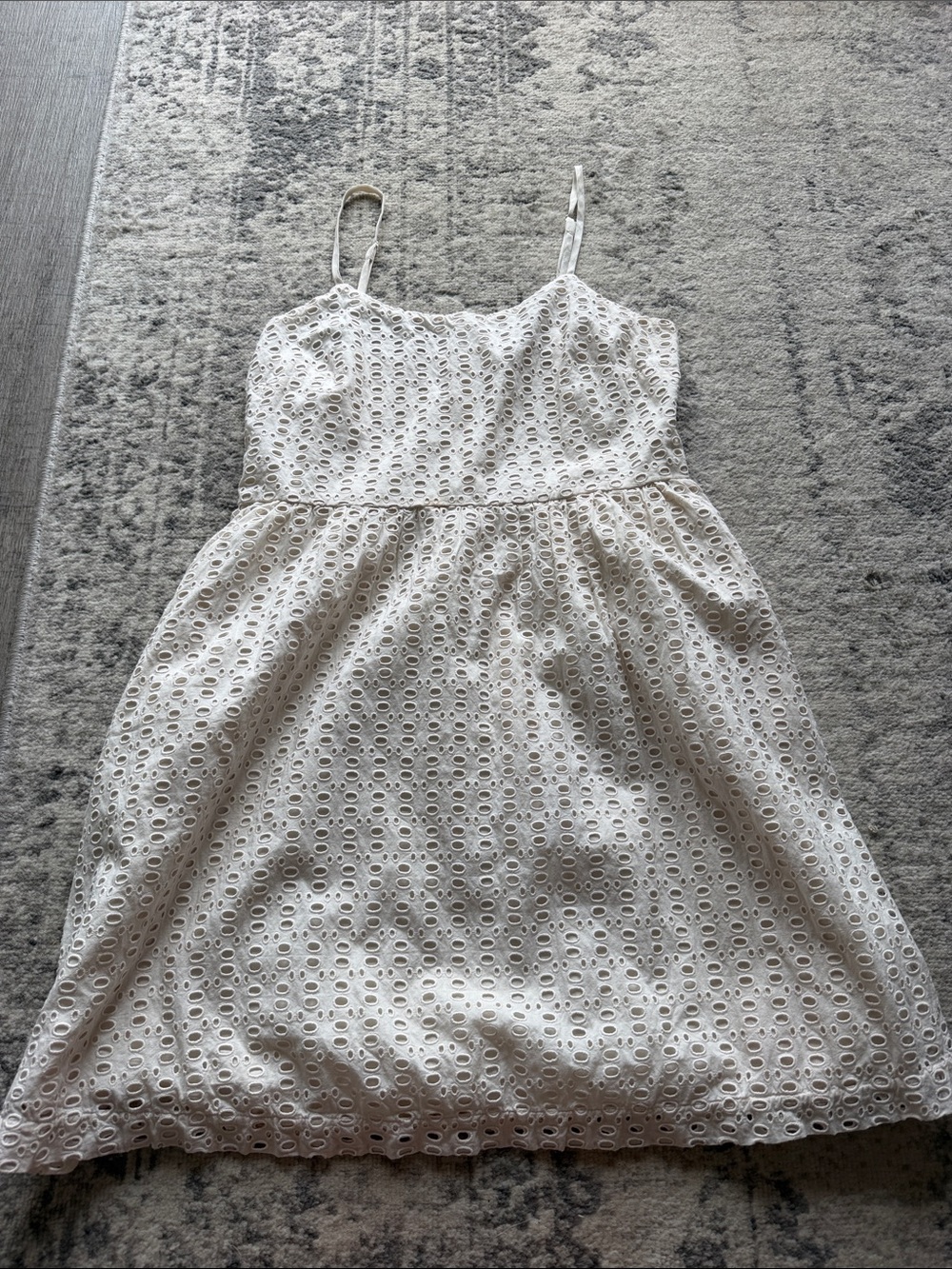 LOFT White Eyelet Spaghetti-Strap Casual Dress